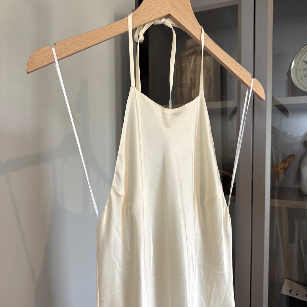 Reformation Jeany Silk Maxi Dress NEW Ivory Fior Di Latte Satin Halter Gown S - Picture 4 of 7